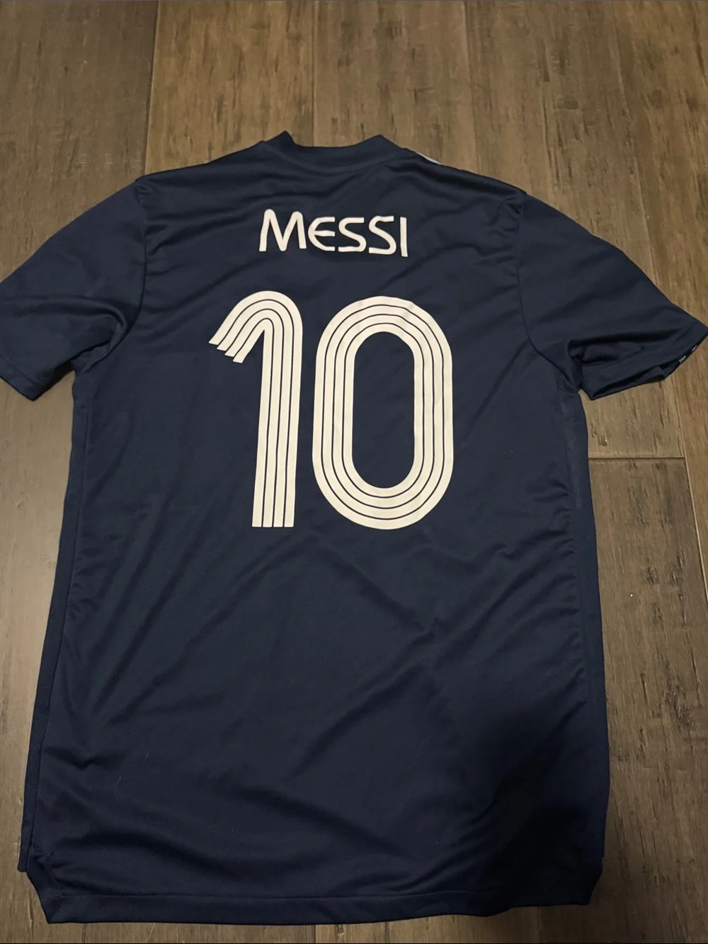adidas Men’s Navy Blue Soccer Jersey with Light Blue and White Accents